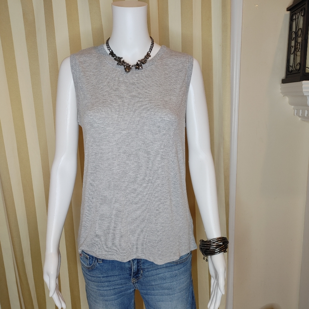 FEEL THE PIECE BY TERRE JACOBS TANK WITH ZIPPER DETAIL, GRAY M - Picture 2 of 8